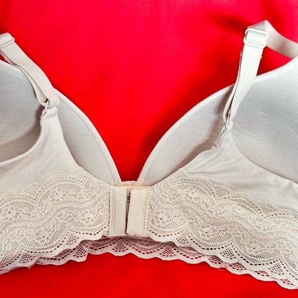 BRA Warner’s 36A Tan T-shirt No Wire Lightly Padded ROS691A Lace Detail 3439 LZ - Picture 5 of 9